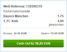 Cash Out Funktion bei Sportingbet