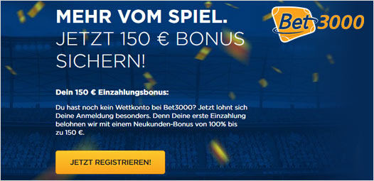 Bet3000 Willkommensbonus