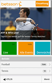 Betsson App Startseite