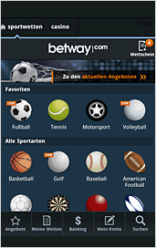 Betway App Startseite
