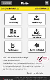NetBet App Kontobereich
