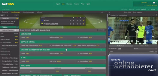 Bet365 Live Wetten mit Streaming