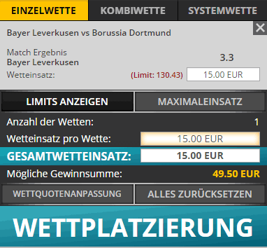 LVbet Wettschein - Einzelwette