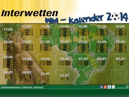 Interwetten WM Kalender 2014