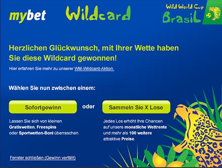 MyBet Wildcard Aktion WM 2014